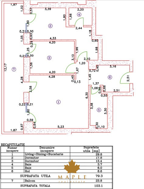 DE INCHIRIAT - Apartament de 3 camere / Cortina 126 / Cambridge School 